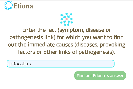 screenshot of symptom input window