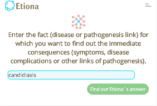 screenshot of symptom input window